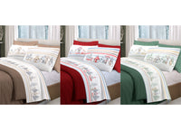 Completo Lenzuola Letto Pensieri Delicati 100% Cotone Disegno Gufi - Singolo - Verde