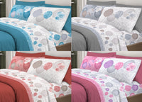 Completo Lenzuola Letto Pensieri Delicati 100% Cotone Dis. Palloncini - Piazza E Mezza - Grigio