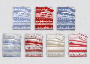 Copripiumino Sacco Piumone 100% Cotone Disegni Natalizi Invernali Renne Cuori OB - Matrimoniale - Dream Rosso