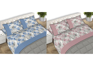 Completo Lenzuola Letto Matrimoniale 100% Cotone Made Italy Dis. Sonia CN - 2 Piazze - Rosa