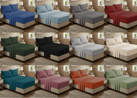 Completo Lenzuola No Stiro Estate In Tinta Unita In Microfibra Modello Francesca - Matrimoniale - Rosso