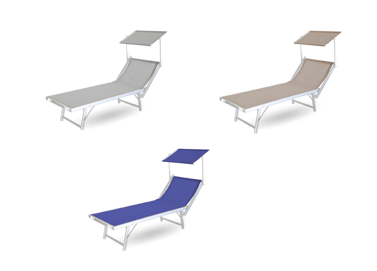 Lettino Spiaggia Piscina Schienale Regolabile Pieghevole Camping Beach La Plata - Lettino - Blu