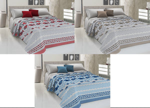 Copriletto Piquet Primavera Estate 100% Cotone Disegno Pesciolini - Matrimoniale - Blu