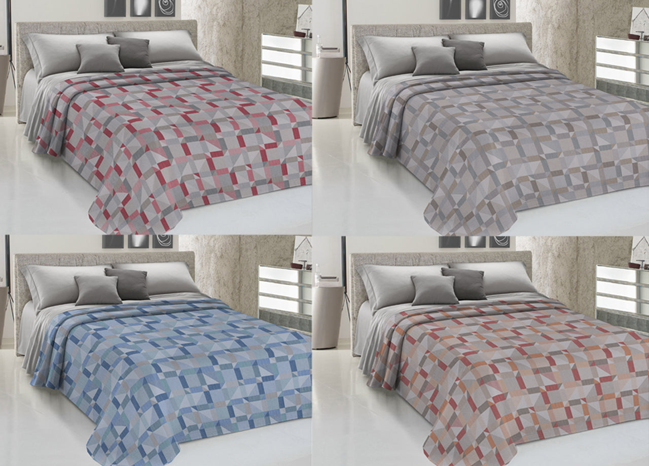 Copriletto Piquet Primavera Estate 100% Cotone Disegno 7879 Atene - Singolo - Azzurro