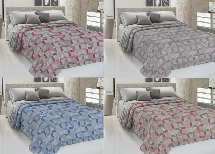 Copriletto Piquet Primavera Estate 100% Cotone Disegno 7879 Atene - Singolo - Azzurro