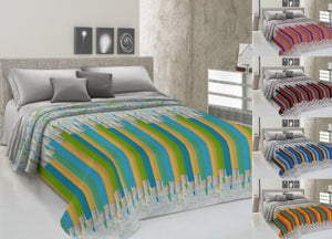 Copriletto Piquet Primavera Estate 100% Cotone Disegno Matitoni - Piazza e Mezza - Azzurro