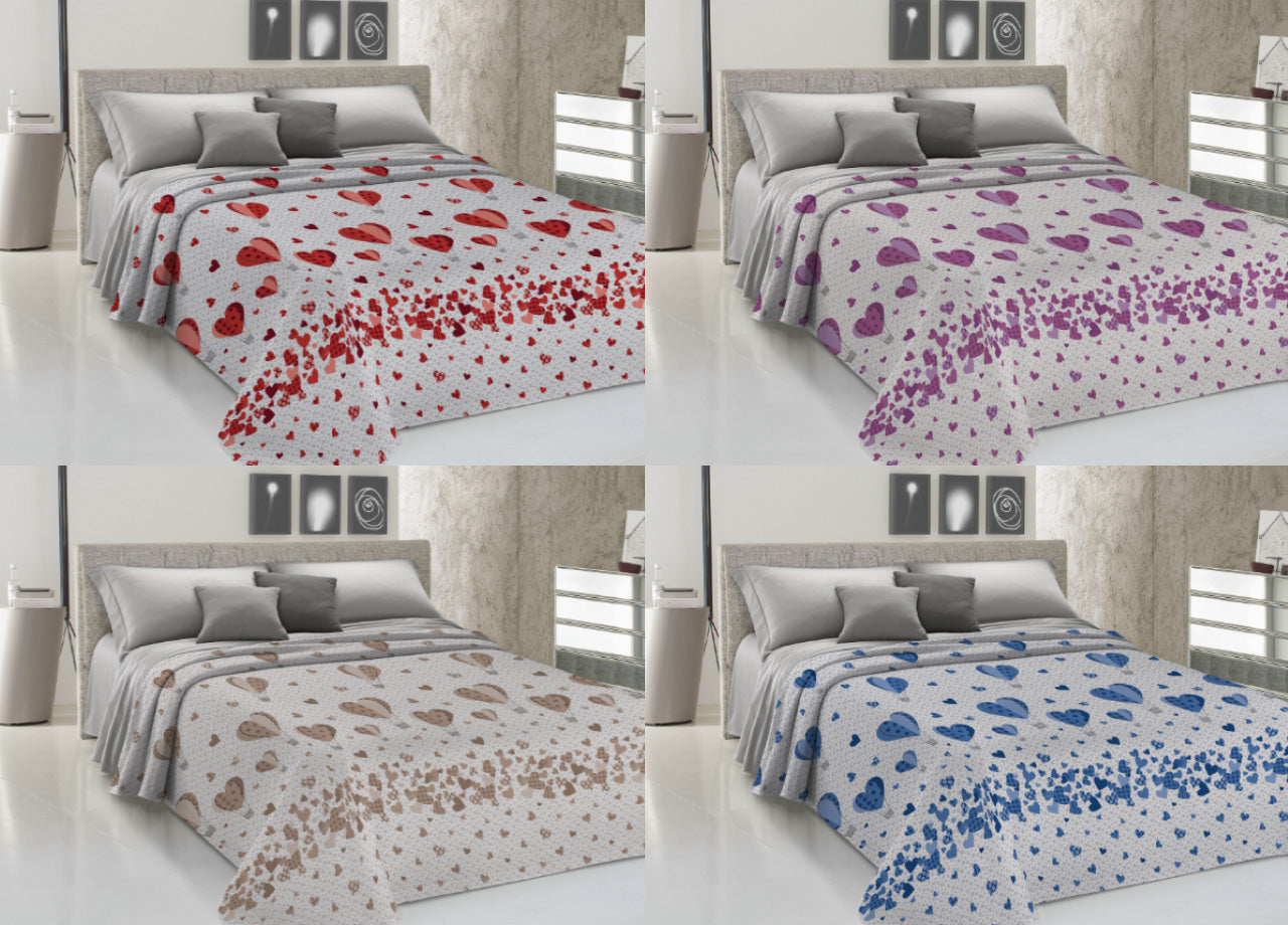 Copriletto Piquet Primavera Estate 100% Cotone Disegno Mongolfiera - Piazza e Mezza - Rosso