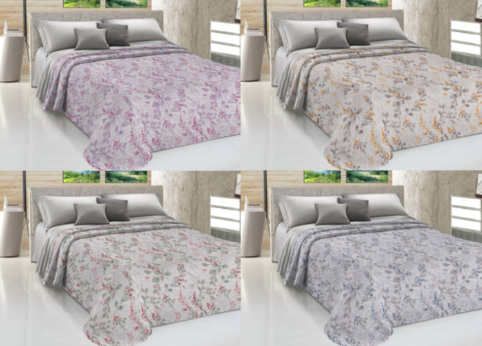 Copriletto Piquet Primavera Estate 100% Cotone Sofia Disegno Vittoria - Matrimoniale - Ocra