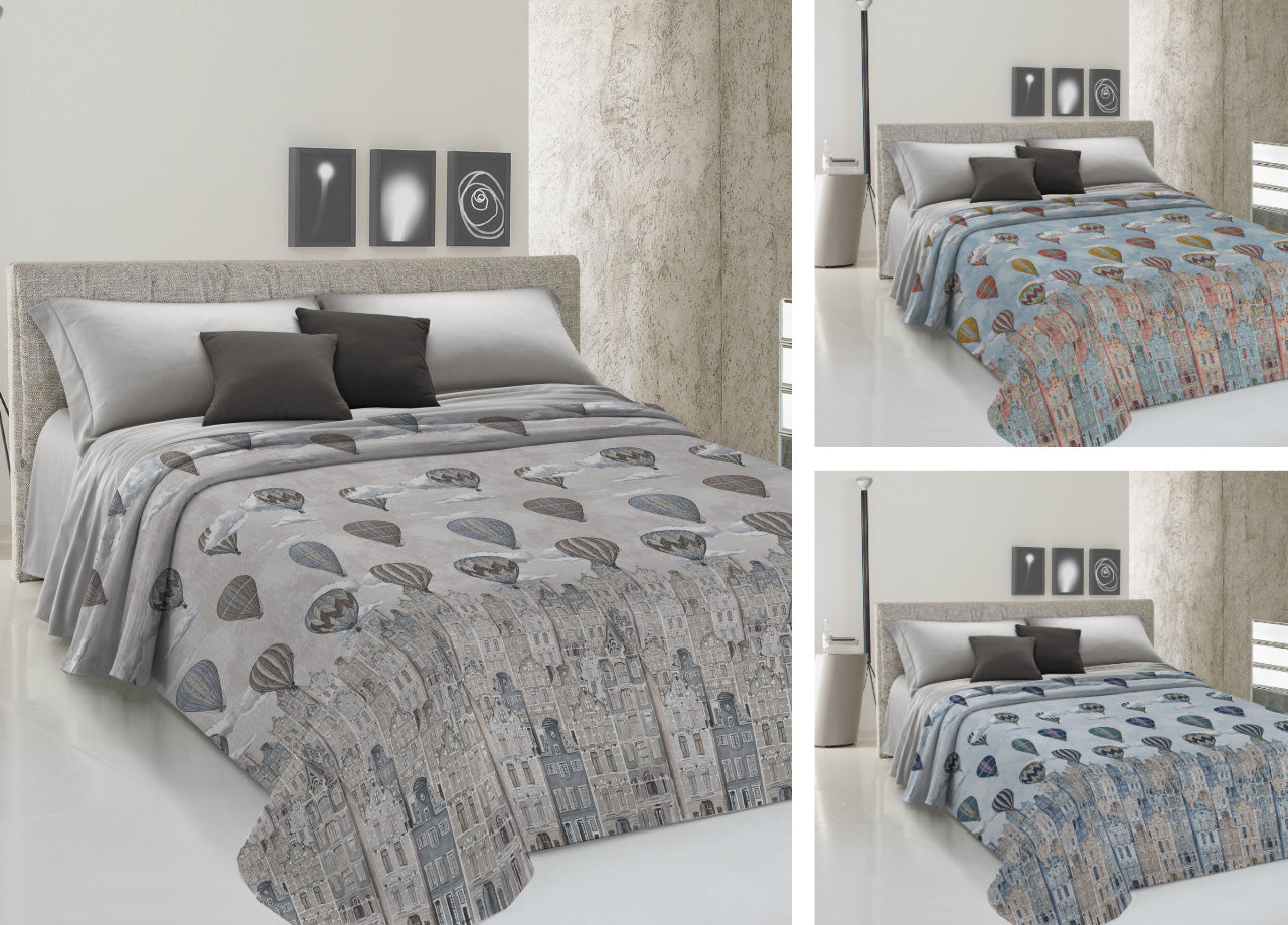 Copriletto Piquet Primavera Estate 100% Cotone Disegno Volare - Piazza e Mezza - Arancio