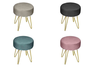 Pouf Salotto/Camera Rotondo Design Moderno Modello Velvet In Tinta Unita - Pouf - Rosa Antico