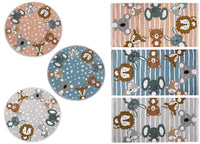 Tappeto Arredo e Gioco Antiscivolo Per Cameretta Bambini Disegno Animalii - 80x150 - Grigio Perla