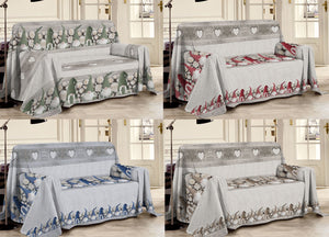 Telo Arredo Multiuso Linea Pensieri Delicati In 100% Cotone Disegno Gnomi - Singolo - Rosso