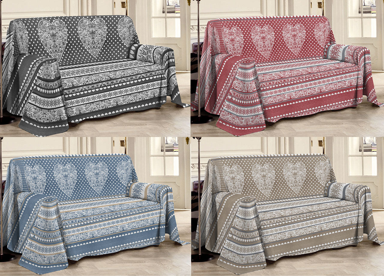 Telo Arredo Multiuso Linea Pensieri Delicati In 100% Cotone Dis New Tirolo - Matrimoniale - Grigio