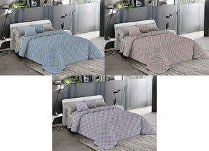 Trapuntino Piumino Estivo Pensieri Delicati Disegno Scotty Scozzese - Matrimoniale - Azzurro