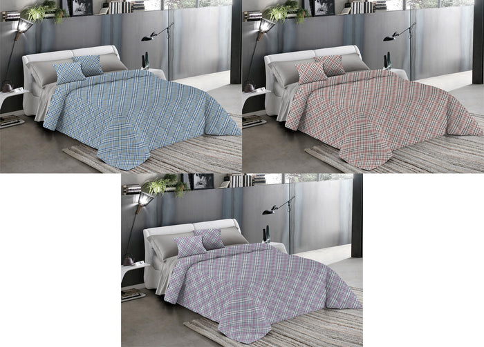 Trapuntino Piumino Estivo Pensieri Delicati Disegno Scotty Scozzese - Matrimoniale - Azzurro