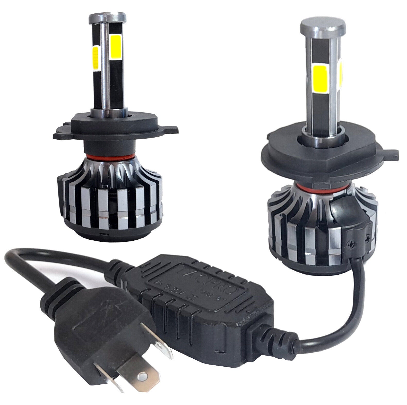COPPIA LAMPADE AUTO MOTO D6 H4 LED 4200LM 38W 6000K EMC KIT LAMPADINE  92135