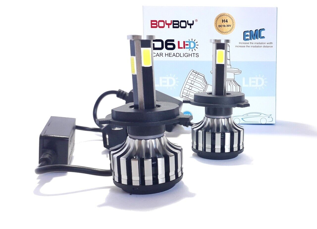 COPPIA LAMPADE LED AUTO FARI H4 D6 MOTO KIT LAMPADINE 38W 6000K 4200LM