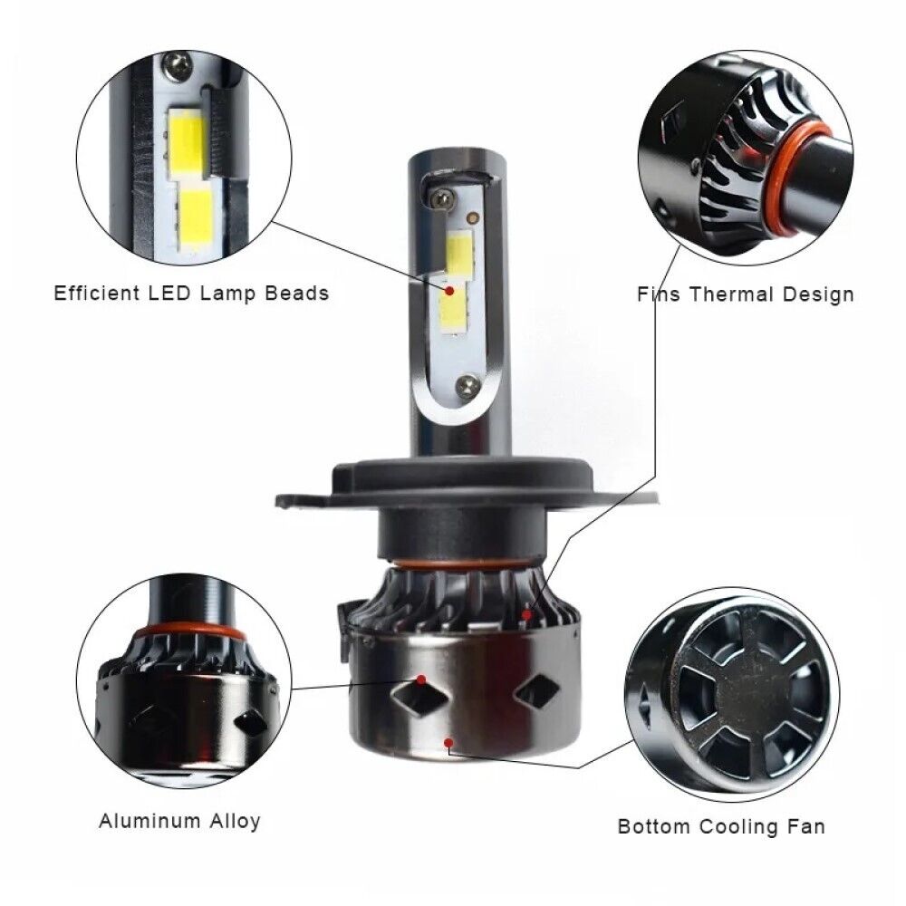 COPPIA LAMPADE LED AUTO FARI H4 D8 CANBUS MOTO LAMPADINE 42W 6000K 4200LM