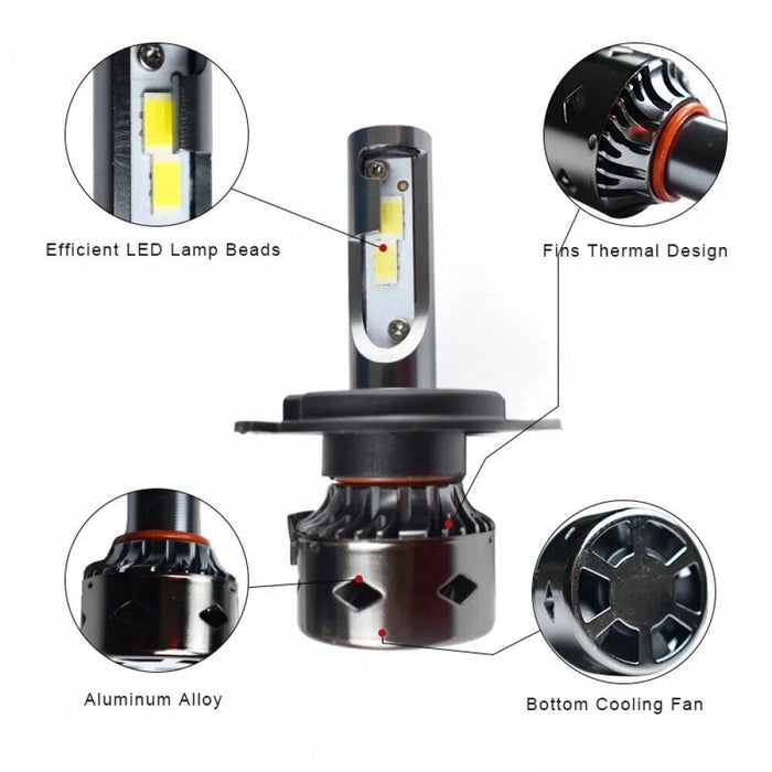 COPPIA LAMPADE LED AUTO FARI H4 D8 CANBUS MOTO LAMPADINE 42W 6000K 4200LM