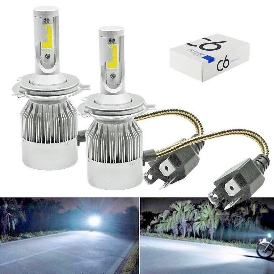 COPPIA LAMPADE LED AUTO FARI H4 MOTO KIT LAMPADINE 36W LUCE BIANCA 6000K 3800LM