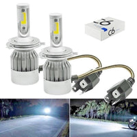 COPPIA LAMPADE LED AUTO FARI H4 MOTO KIT LAMPADINE 36W LUCE BIANCA 6000K 3800LM