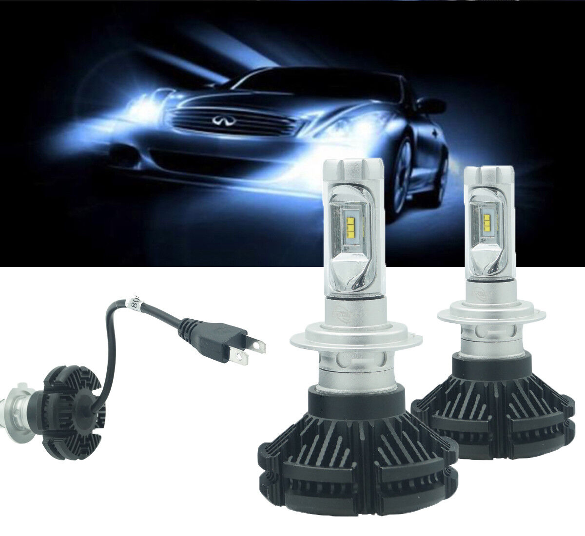 COPPIA LAMPADE LED AUTO FARI H7 X3 KIT LAMPADINE 50W 6000 LUMEN IP67