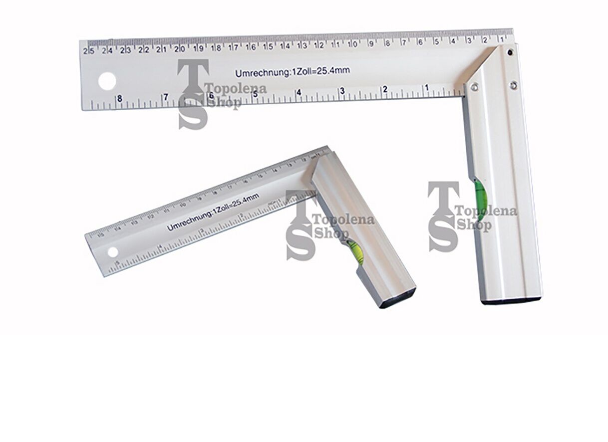 COPPIA SQUADRA-SQUADRATRICE IN ALLUMINIO KIT 2 PEZZI CON BOLLA E ANGOLO 45°