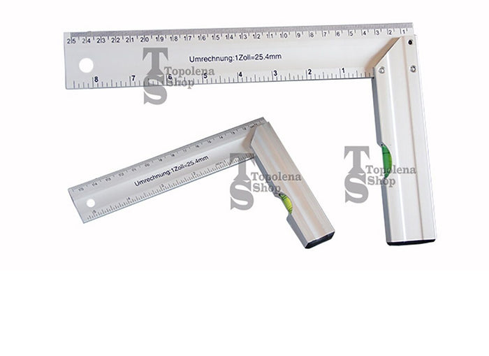 COPPIA SQUADRA-SQUADRATRICE IN ALLUMINIO KIT 2 PEZZI CON BOLLA E ANGOLO 45°