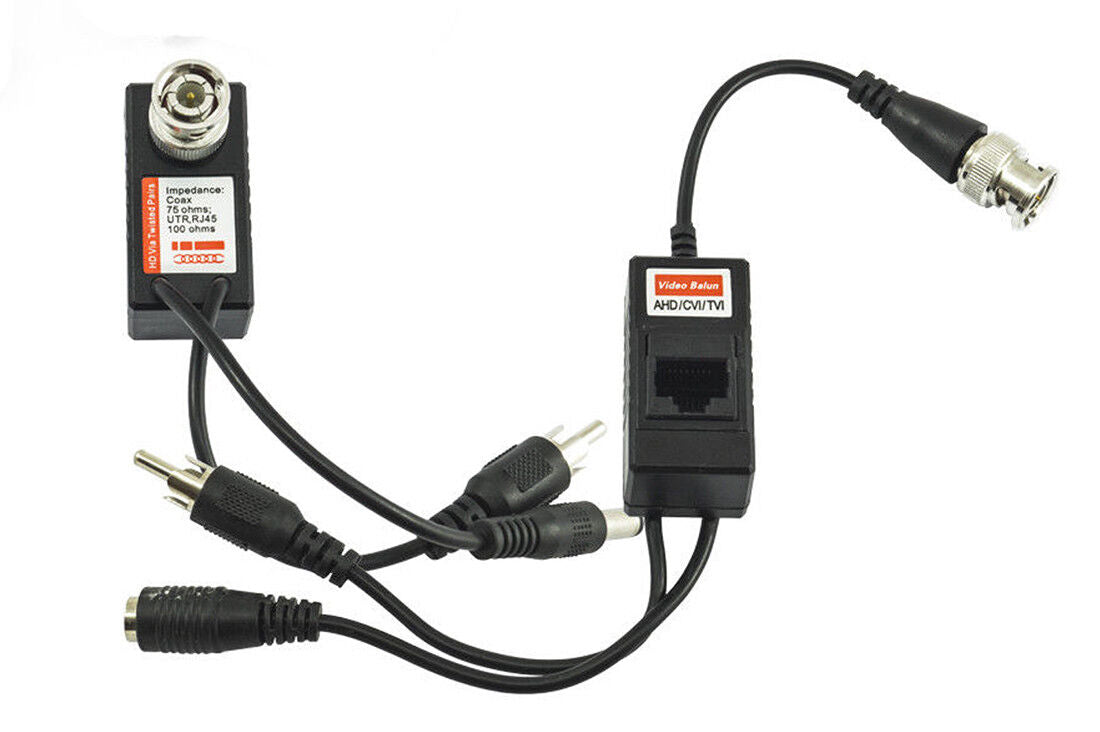 COPPIA TRASMETTITORI VIDEO AUDIO BALUN ALIMENTAZIONE PORTA LAN RJ45 CAVO CAT 5