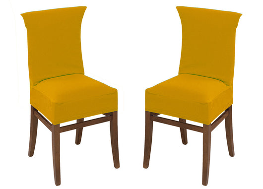 Coppia Coprisedia Con Schienale Antimacchia In Tinta Unita Modello Easy Senape