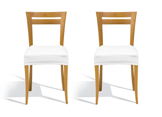 Coppia Copriseduta Per Sedie Tessuto Antimacchia Tinta Unita Mod. Easy Bianco