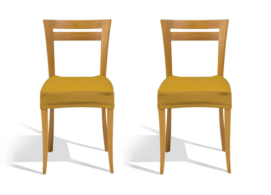 Coppia Copriseduta Per Sedie Tessuto Antimacchia Tinta Unita Mod. Easy Senape