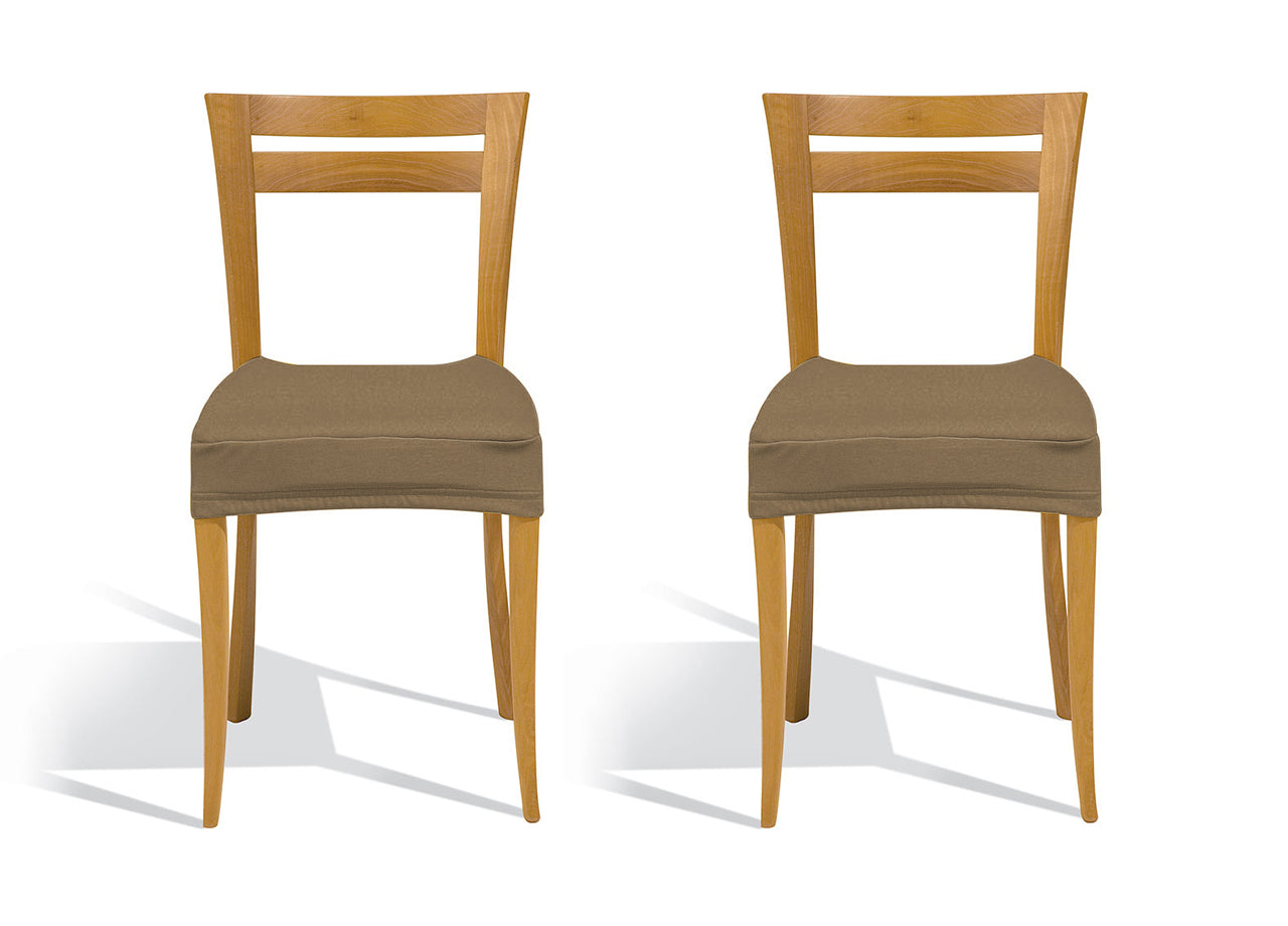 Coppia Copriseduta Per Sedie Tessuto Antimacchia Tinta Unita Mod. Easy Tortora