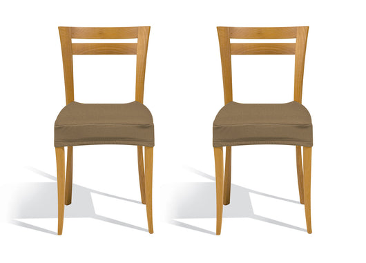 Coppia Copriseduta Per Sedie Tessuto Antimacchia Tinta Unita Mod. Easy Tortora