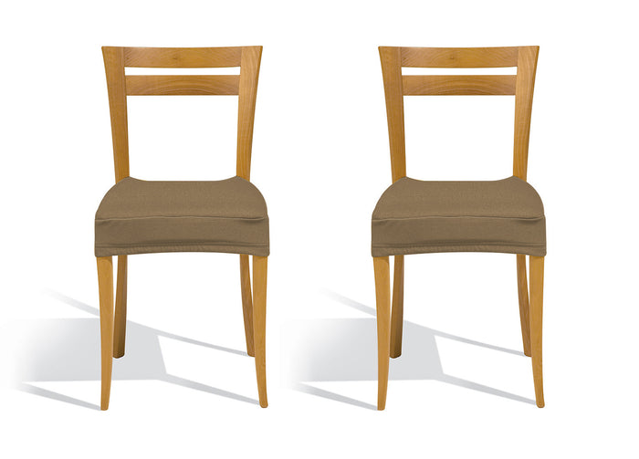 Coppia Copriseduta Per Sedie Tessuto Antimacchia Tinta Unita Mod. Easy Tortora