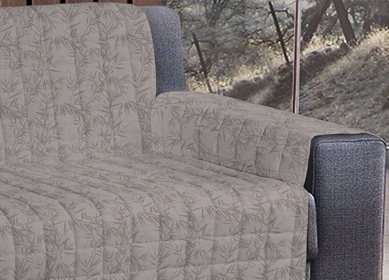 Copridivano Imbottito Trapuntato Sofà Antimacchia Made Italy Botanico - 3 Posti - Beige