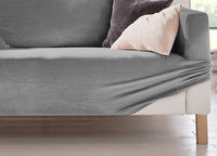 Copridivano Elasticizzato Effetto Velluto Modello Morbidissimo Colore Grigio - 2 Posti - Grigio