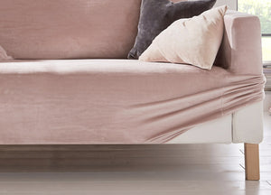 Copridivano Elasticizzato Effetto Velluto Modello Morbidissimo Colore Cipria - 4 Posti - Cipria