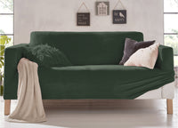 Copridivano Elasticizzato Effetto Velluto Modello Morbidissimo Colore Verde - 4 Posti - Verde