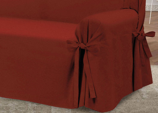 Copridivano Fodera Telo Protezione Divano Con Laccetti Fiocco Disegno Prezioso - 3 Posti - Bordeaux