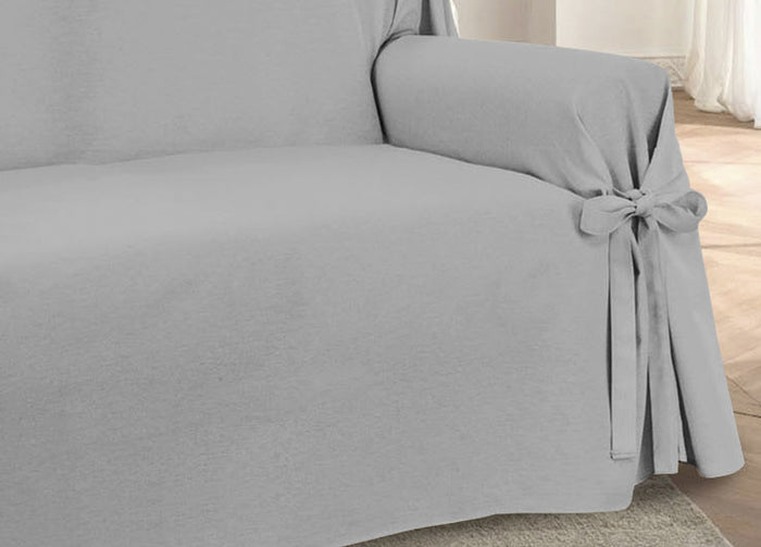 Copridivano Con Laccetti Disegno Prezioso Grigio Modello O.B. - 2 Posti - Grigio