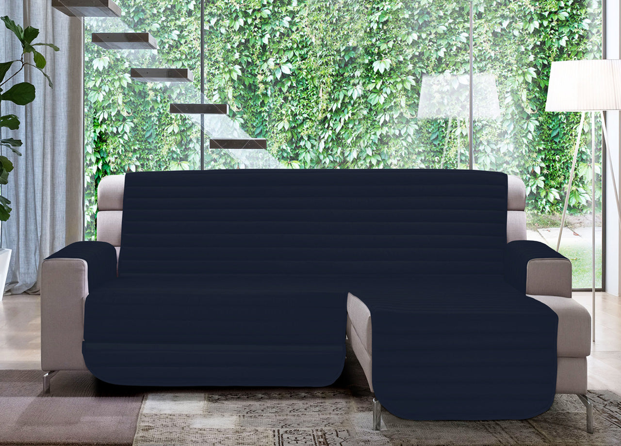 Copridivano Trapuntato Per Divani Con Penisola Modello Simpaty - 240 cm - Blu