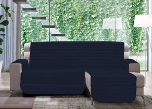Copridivano Trapuntato Per Divani Con Penisola Modello Simpaty - 240 cm - Blu