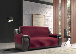 Copridivano Antimacchia Trapuntato Modello Sofà Tortora-Bordeaux - Poltrona - Tortora-Bordeaux