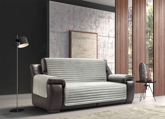 Copridivano Antimacchia Trapuntato Modello Sofà Grigio Chiaro-Grigio Scuro - 4 Posti - Grigio Ch-grigio Sc