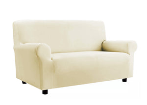 Copridivano Elasticizzato Antimacchia Modello Zeno Colore Panna - 3 Posti - Panna