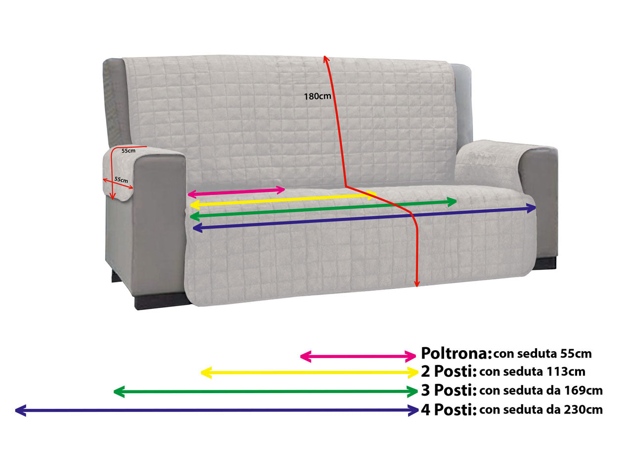 Copridivano e Copripoltrona Trapuntato Modello Willy - 2 Posti - Beige