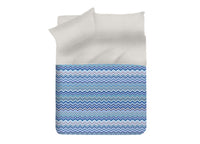 Copriletto Tessuto Piquet Primavera Estate In 100% Cotone Disegno Baia - Matrimoniale - Azzurro
