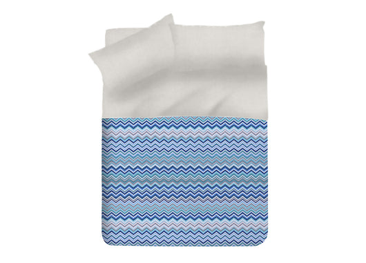 Copriletto Tessuto Piquet Primavera Estate In 100% Cotone Disegno Baia - Matrimoniale - Azzurro
