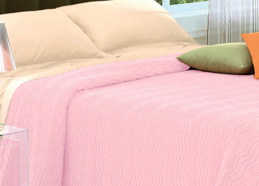 Copriletto Tinta Unita In Morbidissima Ciniglia A Onde 100% Cotone - 1 Piazza e Mezza - Rosa 6